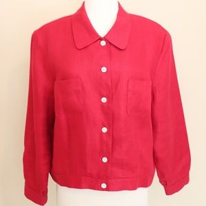 Talbots Linen Short L/S Jacket Raspberry Size 16